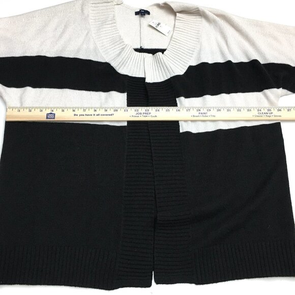 NEW Gap Women's Black and Ivory Cardigan Sweater Open Front 3/4 Sleeves XL - Picture 4 of 10